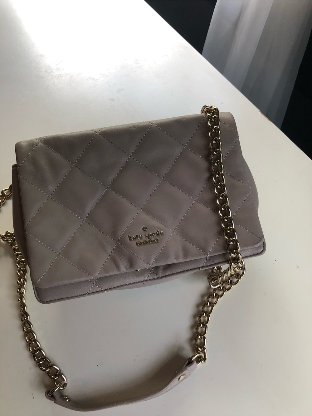 kate spade Quilted Chain Crossbody in Taupe